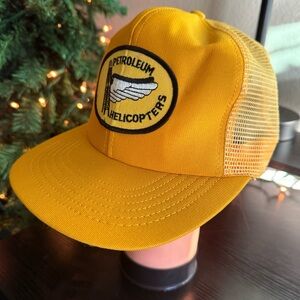 Petroleum Helicopters Yellow Trucker Mesh Mens Snapback Hat Made in USA